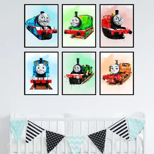 Vista 4 de BigWig Prints Thomas the Train - Juego de póster de Percy Train Thomas y sus amigos, decoración de pared de tren de Thomas, decoración de cumpleaños