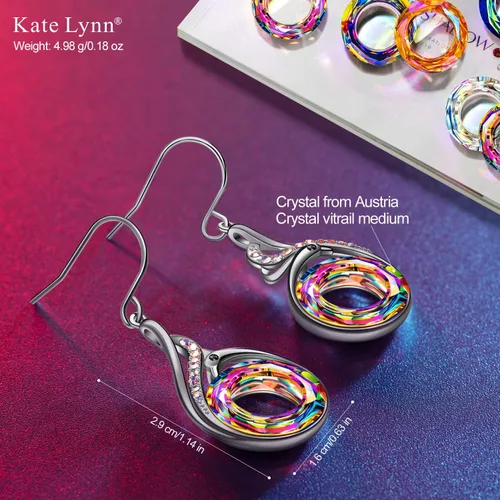 Vista 2 de Kate Lynn Aretes de Phoenix "Rise From the Ashes", aretes colgantes de plata de ley con cristales de Austria, regalo de cumpleaños con joyero