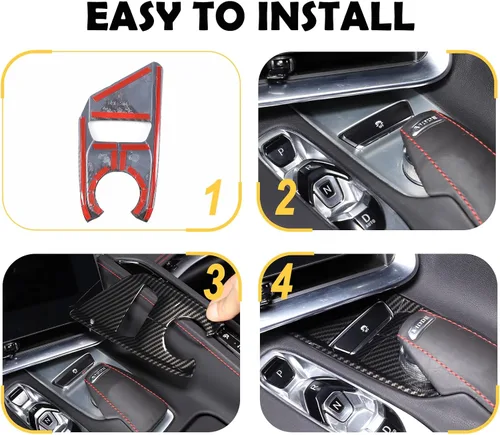 Vista 5 de CHEAYAR Cubierta de panel de palanca de cambios compatible con Chevrolet Corvette C8 2020-2023, interruptor antideslizante ESP de automóvil, sensor