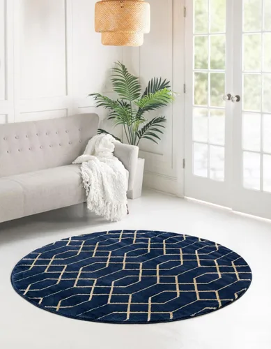 Vista 20 de Marilyn Monroe Glam Collection - Alfombra de área con diseño enrejado (2 x 3 pies, rectangular, azul marino y dorado)