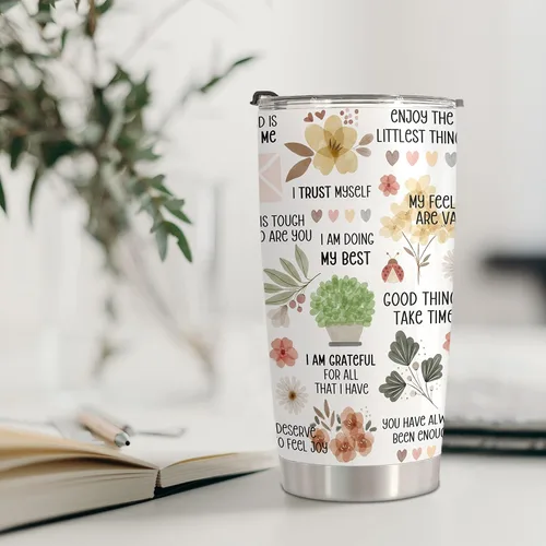 Vista 5 de Afirmaciones Diarias Positivas Para Mujeres - Taza de Viaje de Pensamientos Positivos - Regalos Inspiradores - Regalo para Salud Mental - Taza