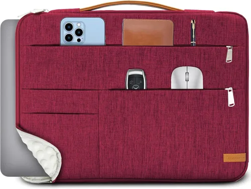 Vista 9 de KINGSLONG Funda para laptop de 13.3 pulgadas, bolsa delgada a prueba de golpes, funda de transporte para computadora compatible con MacBook Air/Pro