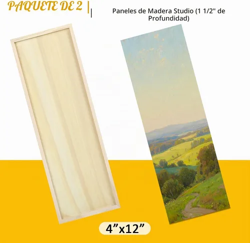 Vista 6 de Falling in Art Paquete de 2 paneles de lienzo de madera sin terminar, kit de paneles de madera de abedul de galería de 4 x 12 pulgadas, tablas