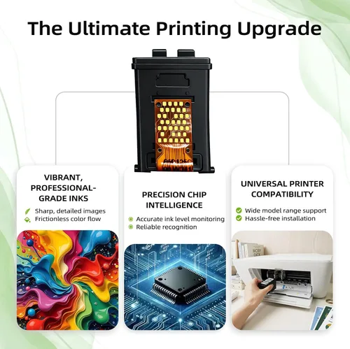 Vista 4 de Cartuchos de tinta remanufacturados ecológicos de reemplazo para HP Ink 65 XL 65XL, paquete combo negro y color, para 5055 5052 5010 5070 5014 3755