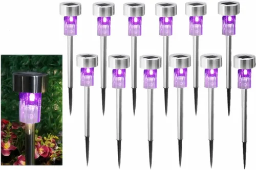 Vista 6 de 10pcs azul LED al aire libre jardín de acero accionado solar lámpara de luz de paisaje
