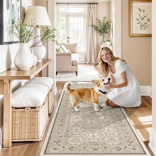Vista 16 de Alfombra lavable de cocina de 2 x 6: antideslizante oriental interior alfombra pasillo Soft Easy Clean Thin Floor Throw Carpet for Bedroom