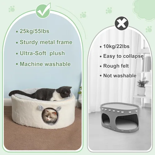 Vista 3 de Sunhoo Camas elevadas para gatos de interior, casa cerrada, hamaca elevada para gatitos, grande con funda lavable, cabaña para mascotas, cachorro