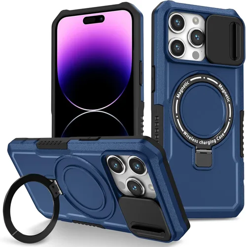 Vista 85 de Funda magnética para iPhone 11, soporte de anillo con ventana corrediza, funda protectora mate a prueba de golpes para iPhone 11 6.1, fundas