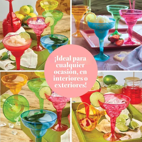 Vista 6 de Prestee 48 vasos de plástico desechables multicolor – Copas de cóctel duras de 12 onzas para fiestas del Cinco de Mayo, fiestas de tacos