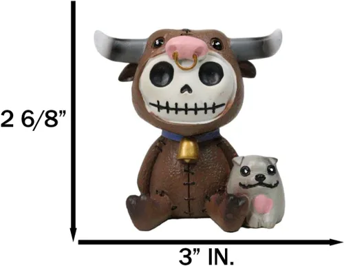 Vista 3 de Ebros Furry Bones El Toro El Toro Esqueleto de Toro Español con Su Bulldog Figurita de 3 pulgadas de alto Furrybones Pretend Hooded Skull Monster