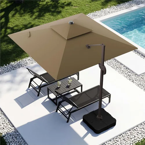 Vista 28 de Sombrilla voladiza para patio, 9 x 12 pies, sombrilla giratoria Beige
