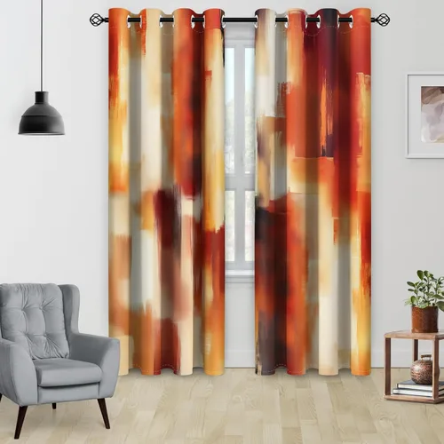 Vista 2 de Aimego Cortinas opacas abstractas con ojales para ventana, para el hogar, dormitorio, sala de estar, 2 paneles (42 x 54 pulgadas)