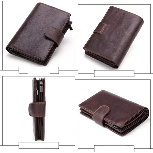 Vista 4 de Walnut Cartera de cuero vegano con cartera larga y cartera grande