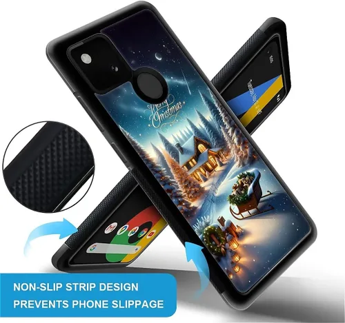 Vista 4 de Funda compatible con Google Pixel 4A 5G, Nochebuena, Google Pixel 4A 5G, delgada, suave, a prueba de golpes, TPU para mujeres y niñas, niños, funda