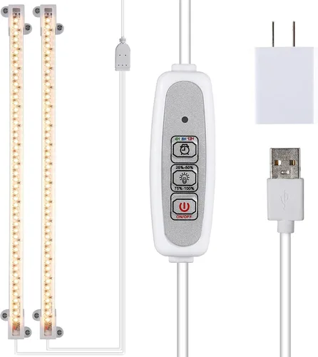 Vista 16 de RWNTAO Lámpara de cultivo de una tira de 2 unidades, tiras de luz LED de espectro completo para plantas de interior con temporizador de encendido