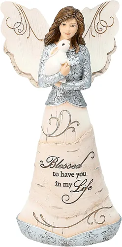 Vista 15 de Figura decorativa de ángel de la bendición irlandesa de Elements por Pavilion, 6 pulgadas, inscripción "Que Dios te mantenga en la palma de su mano