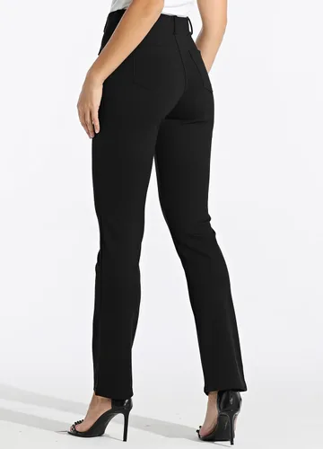 Vista 2 de Willit - Pantalones de vestir de yoga para mujer, 2931 pulgadas, pierna recta, elásticos, para oficina, casual, yoga, trabajo, pantalones