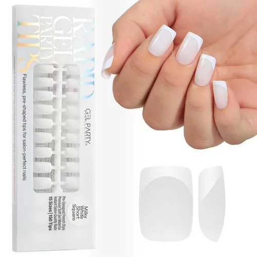 Vista 12 de GELPARTY - Puntas de uñas francesas X-Nude Short Almond, 150 unidades, 15 Desnudo