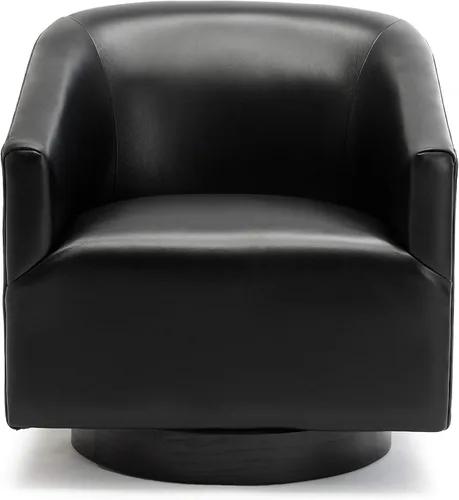 Vista 5 de NewCosmos Silla giratoria con base de madera negra Garland