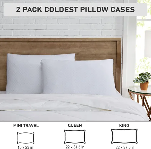 Vista 4 de Juego de 2 fundas de almohada Coldest Pillow Cases – Paquete de 2 fundas de almohada con cierre de sobre, funda de almohada transpirable – 100%