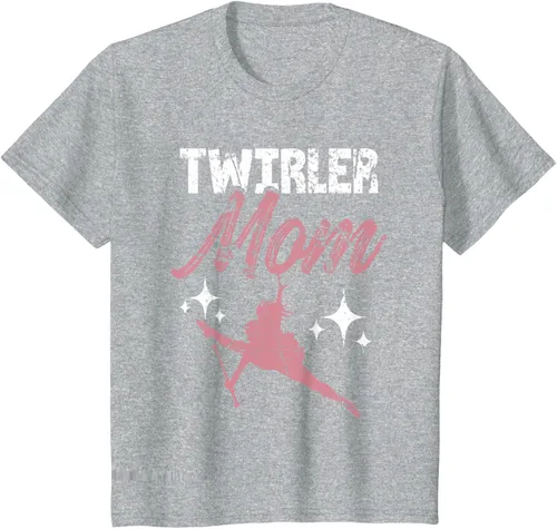 Vista 9 de Twirler Mom Baton Madre Majorette Funny Gymnastic Twirling T-Shirt Negro