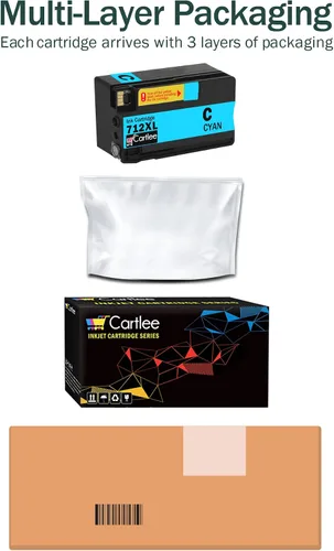 Vista 5 de Cartlee Cartuchos de tinta compatibles de repuesto para HP 712 712XL cartuchos de tinta para HP para impresoras de trazador DesignJet T230 T250 T630