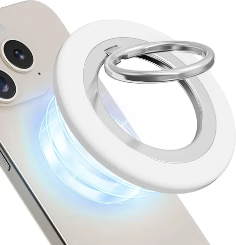 Vista 11 de Agarre magnético para teléfono para conducir manos libres y uso en la cama, soporte de metal compatible con iPhones MagSafe, soporte de anillo