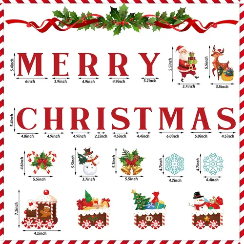 Vista 2 de BBTO 25 piezas de decoración de puerta de garaje de Navidad decoración de puerta de garaje, calcomanías de imanes de Feliz Navidad