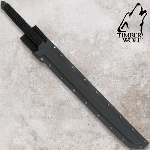 Vista 3 de Timber Wolf espada ninja de hoja completa Sure Grip Nylon Cord Wrapped Handle Durable ABS Scabbard with Belt Loop and Shoulder Strap Included