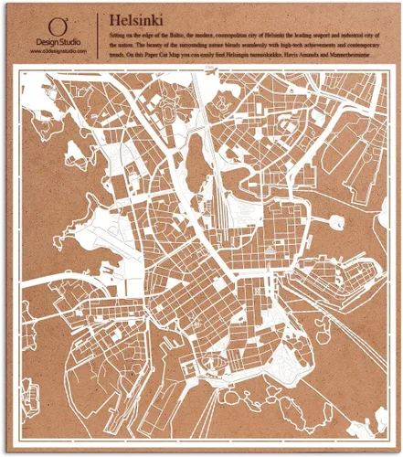 Vista 52 de O3 Design Studio Aberdeen - Mapa de papel cortado en papel blanco de 12 x 12 pulgadas
