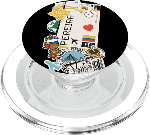 Vista 7 de Etiquetas de aeropuertos y aerolíneas - Tarjeta de embarque de Pereira PopSockets Standard PopGrip