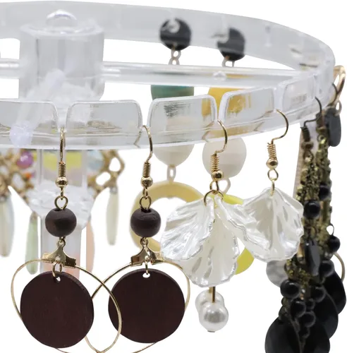 Vista 4 de Wudygirl Soportes de exhibición de pendientes para vender estantes giratorios de joyería, pendientes organizador de árbol transparente