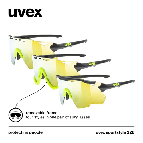 Vista 7 de uvex Sports tyle 228 - Gafas de sol deportivas para hombre y mujer - Tecnología antivaho - Marco extraíble - Negro amarillo mate/amarillo