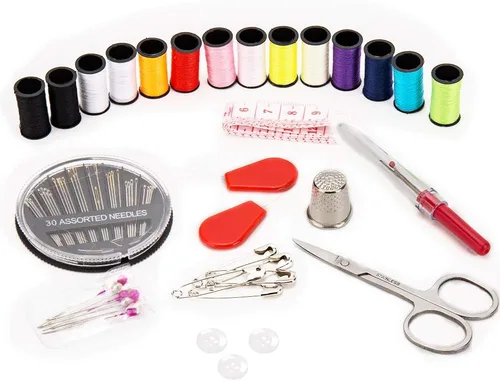 Vista 2 de OKOM - Kit de costura para adultos, 68 piezas de hilo para coser, suministros de costura, kit de costura para el hogar, viajero, pequeño mini