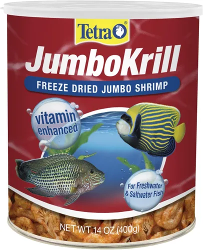 Vista 5 de Tetra JumboKrill - Camarones gigantes liofilizados de 3.5 onzas, golosinas de camarones naturales para peces de acuario, rojo (16198)