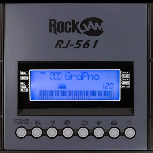 Vista 9 de Teclado electrónico RockJam de 61 teclas superkit con soporte, taburete, auriculares y fuente de alimentación