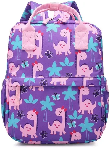 Vista 4 de Linda mochila preescolar para niños pequeños, mochila escolar de dinosaurio, unicornio para niñas, niños, guardería, bolsa de viaje, Dinosaurio