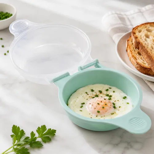 Vista 3 de Cocedor de huevos para microondas para sándwiches y tortillas, escalfador de huevos en microondas sin BPA, máquina para hacer huevos fritos, máquina