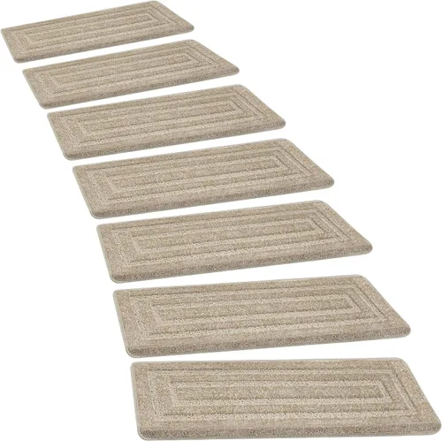 Vista 16 de PURE ERA Bullnose - Juego de peldaños de alfombra para escaleras sin cinta, antideslizantes, protectores de escaleras para interiores, alfombras