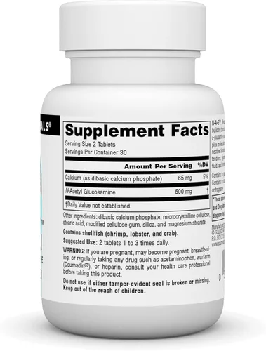 Vista 2 de Source Naturals N-A-G 250 mg de N-acetil glucosamina para apoyo articular y revestimiento intestinal - 60 tabletas