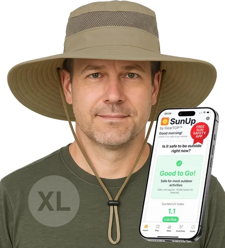 Vista 14 de GearTOP Safari Hat for Men Sun Hats for Women UV Protection UPF 50+ Fishing, Gardening, Hiking Hat (22-23 1/2")