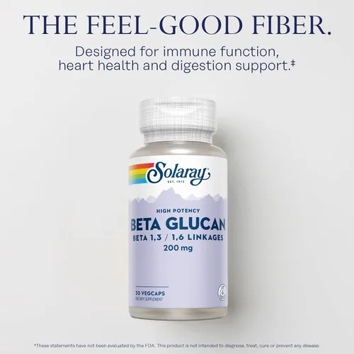 Vista 3 de SOLARAY Suplementos de beta glucano, apoyo inmunológico, apoyo cardíaco y digestivo con fibra beta glucano de levadura de panadero, alta potencia