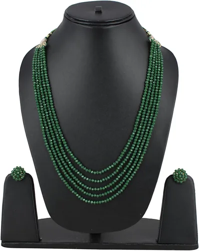 Vista 2 de Aradhya mujeres Crystal abalorio Multi-Strand collar con juego de arete