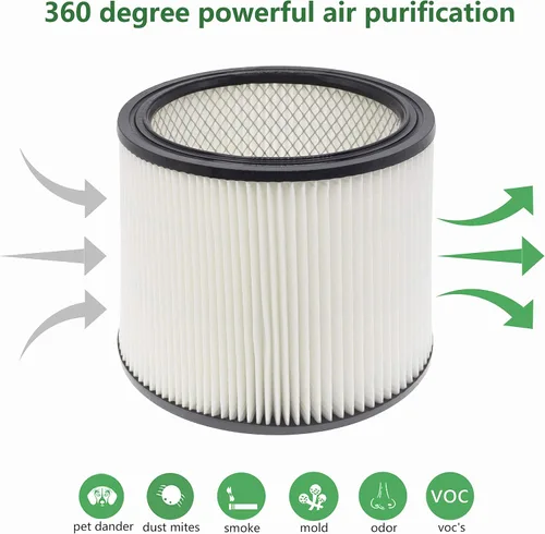 Vista 4 de 90304 90350 Shop Vac Filtro de repuesto de cartucho HEPA, compatible con aspiradora Shop Vac 90350 90304 90333, se adapta a la mayoría