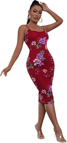 Vista 3 de SweatyRocks Vestido midi con abertura y estampado floral para mujer