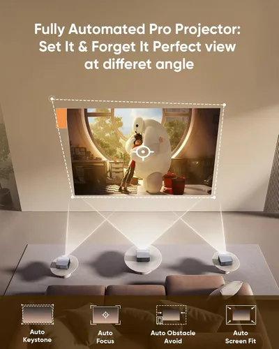 Vista 5 de Proyector Native 1080P con decodificación WiFi y Bluetooth 4K, compatible con proyector de películas Netflix con pantalla, HDR10/a prueba