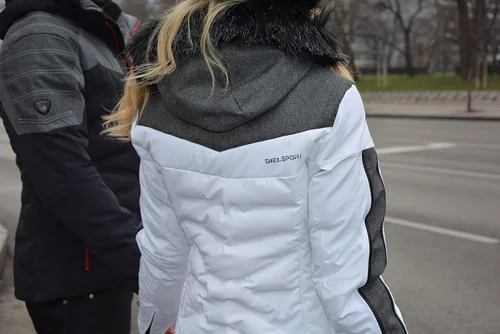 Vista 4 de DIEL SPORT FEMA - Chaqueta de plumón de esquí para mujer, impermeable, cálida, con capucha, abrigo de nieve aislado