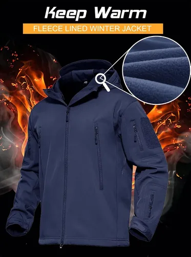 Vista 4 de MAGCOMSEN - Chaqueta táctica con capucha para hombre, impermeable, suave, abrigo de invierno