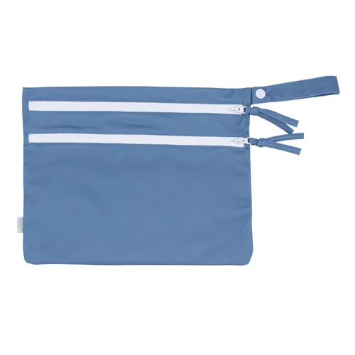Vista 8 de BapronBaby Minimalist Champagne Wet Dry Bag - Waterproof Two Zipper Pockets - Reusable for Mealtime, Diapers, Stroller, Snacks, Swimsuits - Machine