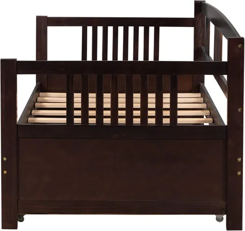 Vista 6 de Harper & Bright Designs Marco de sofá cama de madera de tamaño individual con nido, para niños y adolescentes. No necesita somier, muebles
